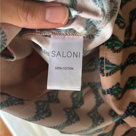 NWT Saloni Riya Ocean Stripe Seashell Print Stretch Cotton Pleated Mini Dress - Picture 12 of 14